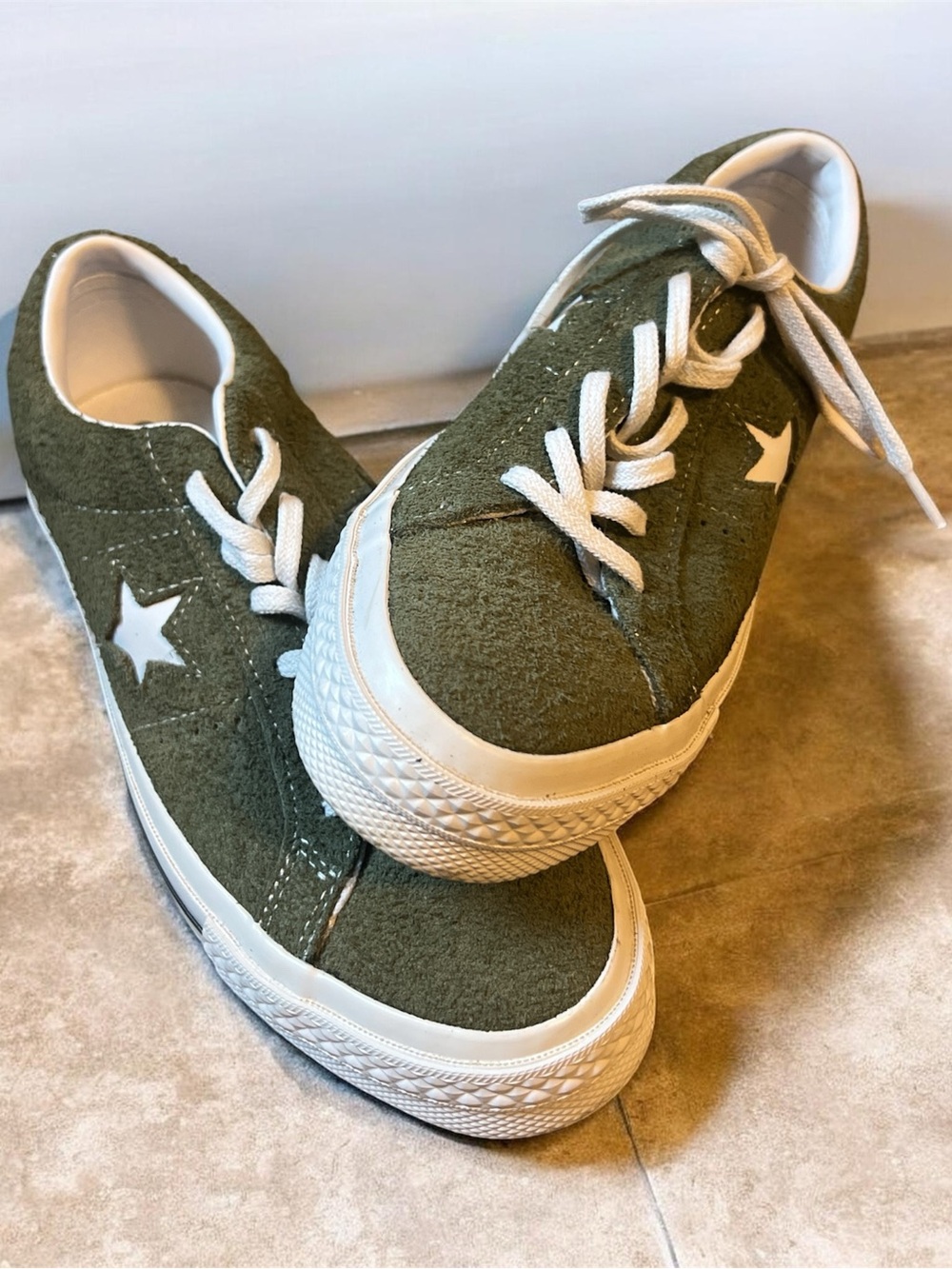 Converse Olive Green Low Top Sneakers with White Star